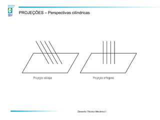 Desenho Técnico Mecânico I 
PROJEÇÕES – Perspectivas cilíndricas  