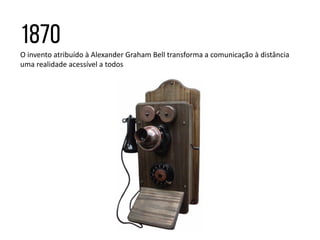 O invento atribuído à Alexander Graham Bell transforma a comunicação à distância
uma realidade acessível a todos
 