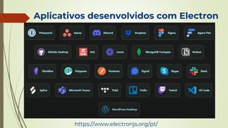Aplicativos desenvolvidos com Electron
https://www.electronjs.org/pt/
 