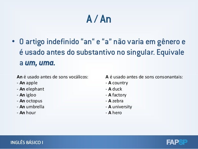 Artigo definido em ingles