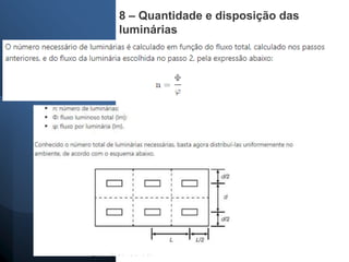 8 – Quantidade e disposição das
luminárias
 