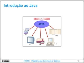 Introdução ao Java




          103403 – Programação Orientada a Objetos   18
 