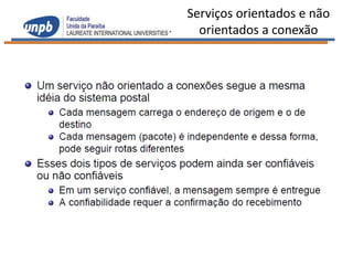 Serviços orientados e não
  orientados a conexão
 