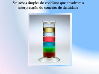Situações simples do cotidiano que envolvem a
interpretação do conceito de densidade
 