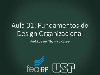 Aula 01: Fundamentos do
Design Organizacional
Prof. Luciano Thomé e Castro
 
