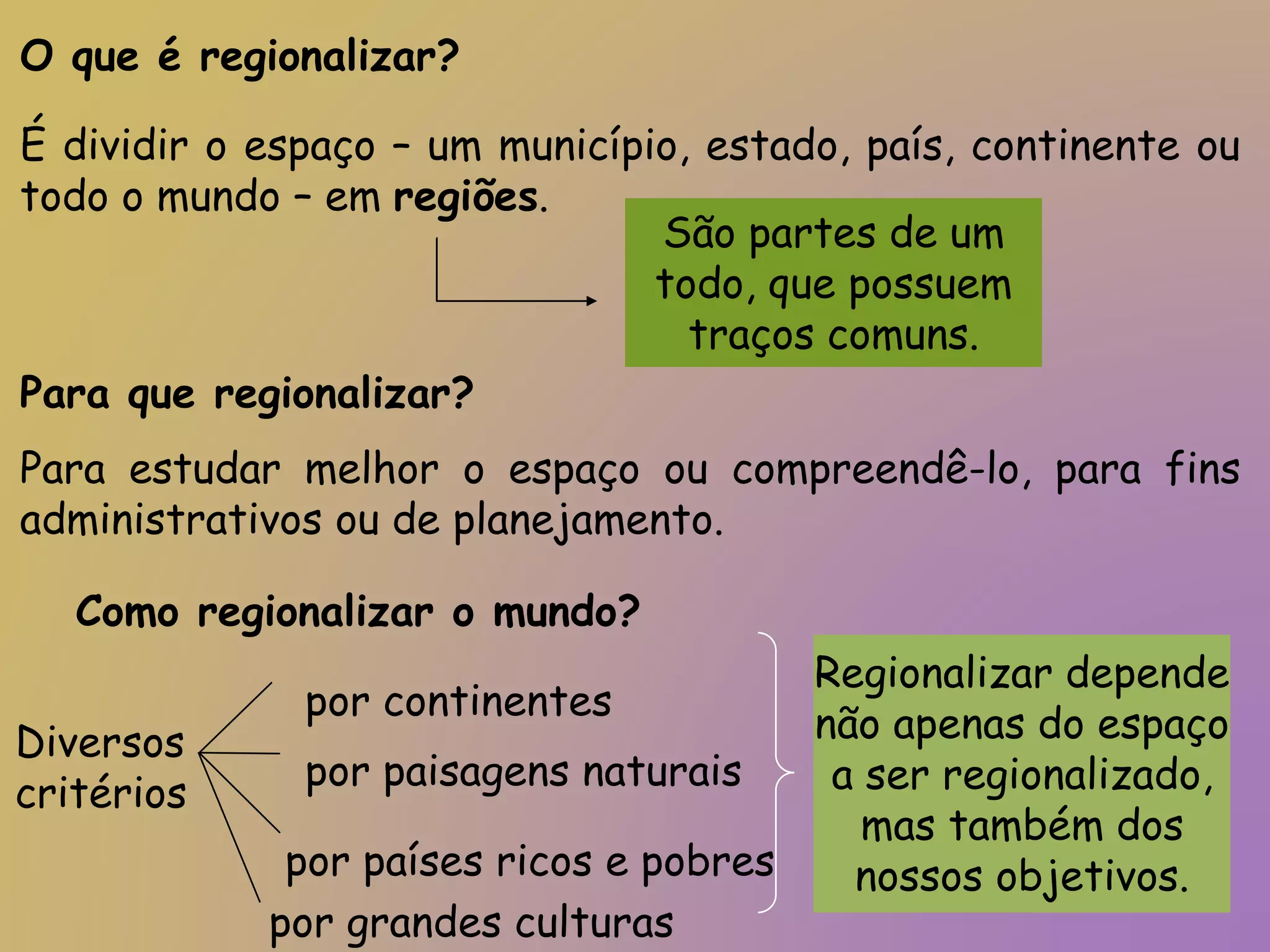 Critérios de regionalização (região) na Geografia | PPTX
