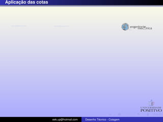 ¸˜
Aplicacao das cotas




                      eek.up@hotmail.com            ´
                                           Desenho Tecnico - Cotagem
 