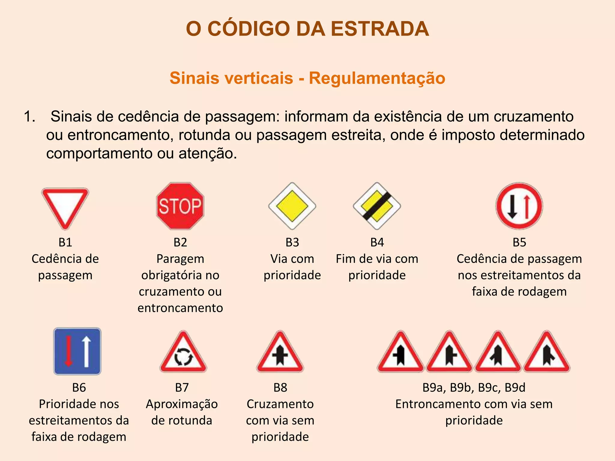 Sinais De Cedencia De Passagem Código da estrada - sinais verticais - regulamentação
