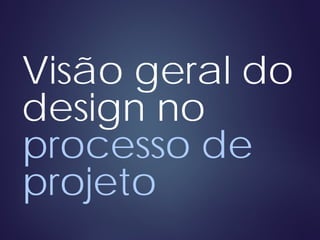 Visão geral do
design no
processo de
projeto
 