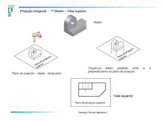 Projeção ortogonal - 1º Diedro - Vista superior
Desenho Técnico Mecânico I
 