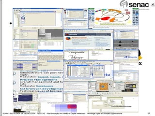 Software Livre Estudo de caso Sistema Operacional GNU/Linux Algums alternativas de aplicativos para o Linux   Navegadores (browsers) Mozilla Firefox, Opera, Konqueror Suite para escritórios:  BROffice Correio Eletrônico Mozilla Thunderbird, Evolution, Kmail  Gravador de CD/DVD  K3b, Nero para Linux etc. Imagens Gimp, Inkscape, Scribus, Blender  Leitor PDF Adobe Acrobat Editores HTML e de Diagramas Nvu, Quanta Plus, Bluefish, Dia, Kivio  Projetos e tarefas Kplato, Gantt Project Áudio, Vídeo e Outros Kmplayer, Amarok, Google Earth  