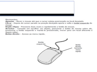 Conhecimento e manipulação do
teclado e mouse.
 