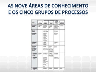 AS NOVE ÁREAS DE CONHECIMENTO E OS CINCO GRUPOS DE PROCESSOS
