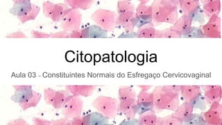 Citopatologia
Aula 03 – Constituintes Normais do Esfregaço Cervicovaginal
 