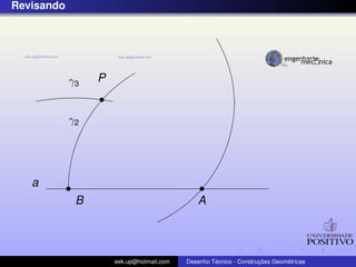 Revisando
P
a
A
γ2
γ3
B
eek.up@hotmail.com Desenho T´ecnico - Construc¸ ˜oes Geom´etricas
 