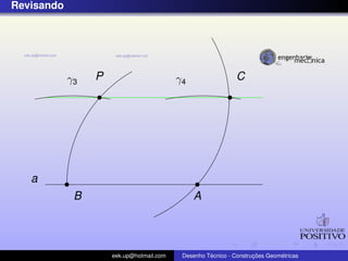 Revisando
P
a
A
γ3 γ4
B
C
eek.up@hotmail.com Desenho T´ecnico - Construc¸ ˜oes Geom´etricas
 