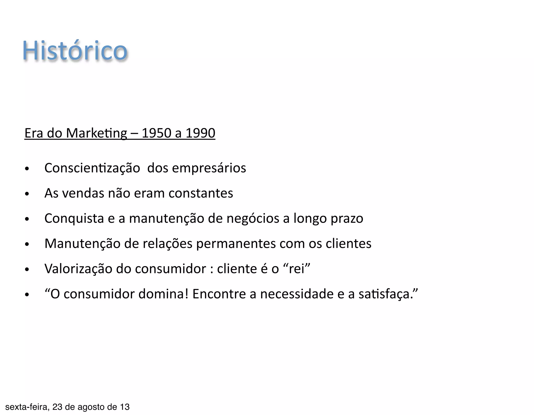 Histórico e evolução do conceito de marketing | PDF | Marketing and ...