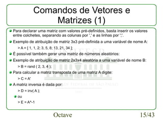Octave Matriks Introdução ao Octave | PDF