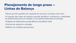 Planejamento de longo prazo –
Linhas de Balanço
•
•
•
•
•
 
