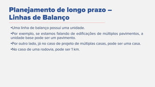 Planejamento de longo prazo –
Linhas de Balanço
•
•
•
•
 