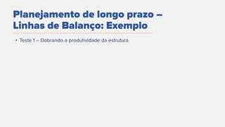 Planejamento de longo prazo –
Linhas de Balanço: Exemplo
•
 