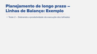 Planejamento de longo prazo –
Linhas de Balanço: Exemplo
•
 