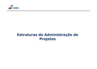 Estruturas de Administração de
Projetos
 