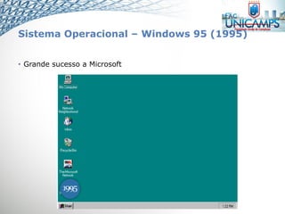 Sistema Operacional – Windows 95 (1995)
• Grande sucesso a Microsoft
 