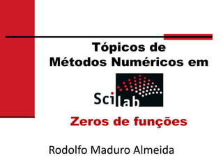 Tópicos de
Métodos Numéricos em



   Zeros de funções

Rodolfo Maduro Almeida
 