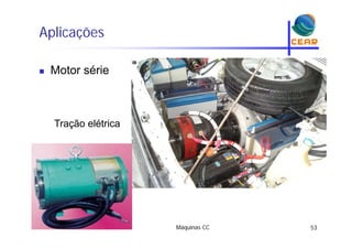 Aplicaçõesp ç
Motor série Motor série
Tração elétricaTração elétrica
Máquinas CC 53
 