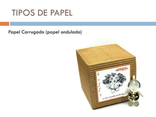 TIPOS DE PAPEL
Papel Corrugado (papel ondulado)
 