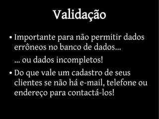 Validação e Operações CRUD em PHP
