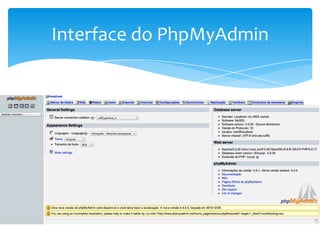 Interface do PhpMyAdmin
 