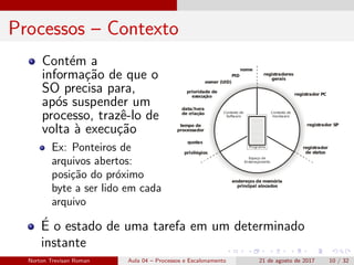Cont Informa (ACH2044) Sistemas Operacionais - Aula 04 | PDF