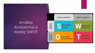 Análise
Ambiental e
Matriz SWOT
 