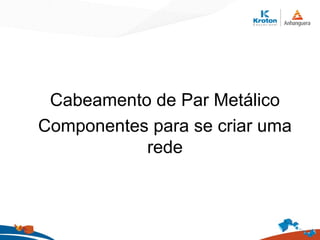Cabeamento de Par Metálico
Componentes para se criar uma
rede
 