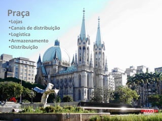 Praça
•Lojas
•Canais de distribuição
•Logística
•Armazenamento
•Distribuição
 