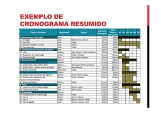 EXEMPLO DE
CRONOGRAMA RESUMIDO
 