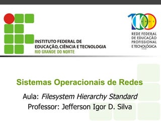 Sistemas Operacionais de Redes
Aula: Filesystem Hierarchy Standard
Professor: Jefferson Igor D. Silva
 