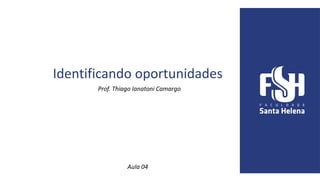 Identificando oportunidades
Prof. Thiago Ianatoni Camargo
Aula 04
 