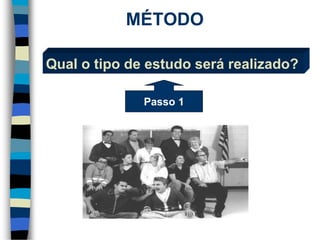 MÉTODO 
Qualotipodeestudoserárealizado? 
Passo 1  