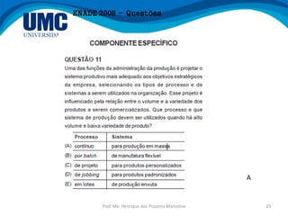 Prof. Me. Henrique dos Prazeres Marcelino 23
ENADE 2008 - Questões
A
 