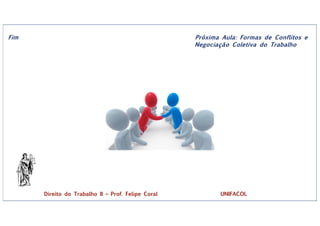 Próxima Aula: Formas de Conflitos e
Negociação Coletiva do Trabalho
Fim
Direito do Trabalho II – Prof. Felipe Coral UNIFACOL
 