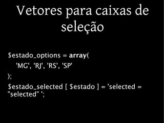 FSM, vetores e funções em PHP