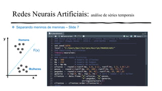 Redes Neurais Artificiais: análise de séries temporais
❖ Separando meninos de meninas – Slide 7
y
x
Homens
Mulheres
F(x)
 