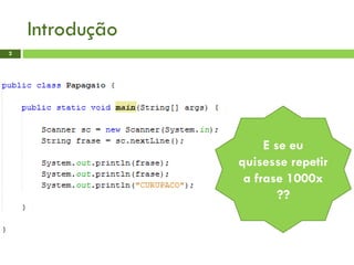 Introdução
2
E se eu
quisesse repetir
a frase 1000x
??
 