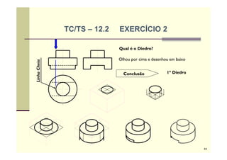 TC/TS – 12.2 EXERCÍCIO 2
LinhaCheia
Qual é o Diedro?
Olhou por cima e desenhou em baixo
Conclusão 1º Diedro
44
 