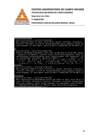 CENTRO UNIVERSITÁRIO DE CAMPO GRANDE
TECNOLOGIA EM REDES DE COMPUTADORES
Segurança em redes
5º SEMESTRE
PROFESSOR CARLOS RICARDO BERNAL VEIGA
16
 