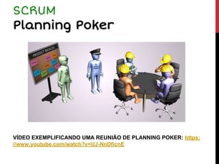VÍDEO EXEMPLIFICANDO UMA REUNIÃO DE PLANNING POKER: https:
//www.youtube.com/watch?v=UJ-NnDficnE
SCRUM
Planning Poker
 
