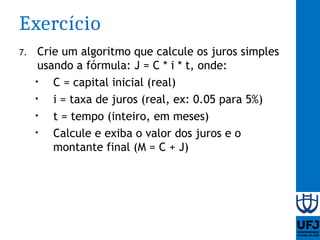 Aula 05 - Tipos de dados, variáveis e constantes | PPTX